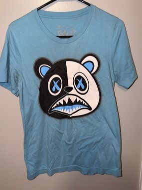 Haws crazy  Light Blue Graphic Bear T-Shirt